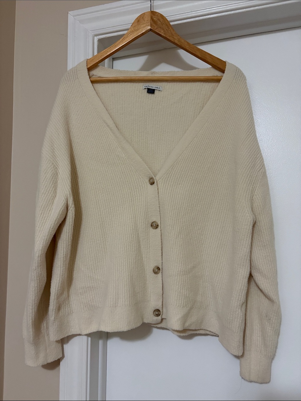FREE W/OTHER PURCHASE - American Eagle Oversized Ribbed Cardigan - Cream